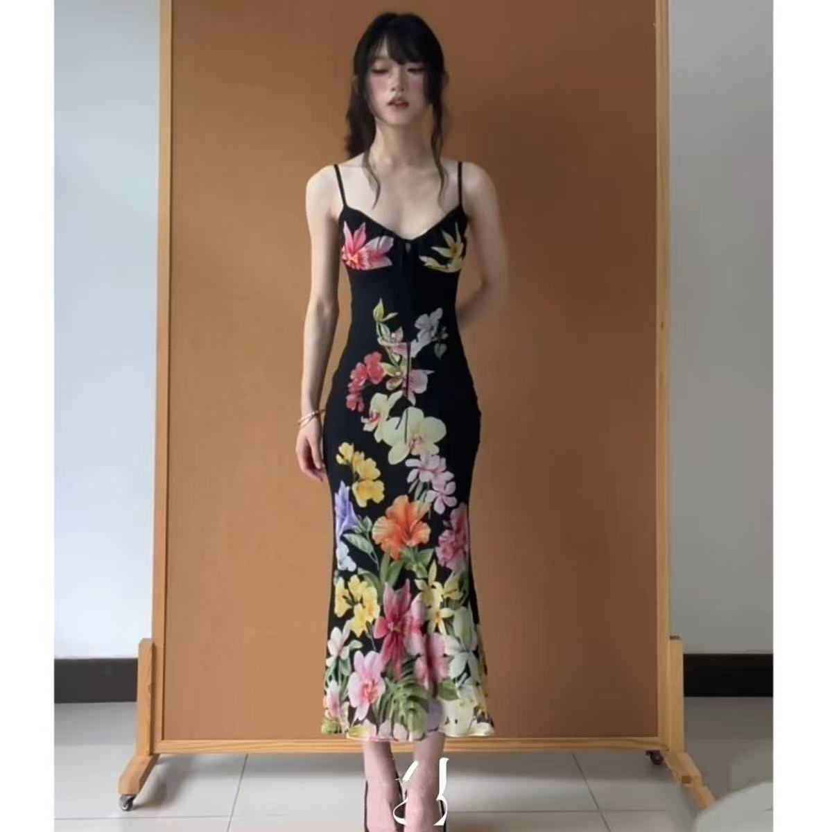 레트로 트로피컬 플라워 홀터넥 드레스 여성 여름 비치  - Tropic Strap Vintage 리뷰 및 가격
