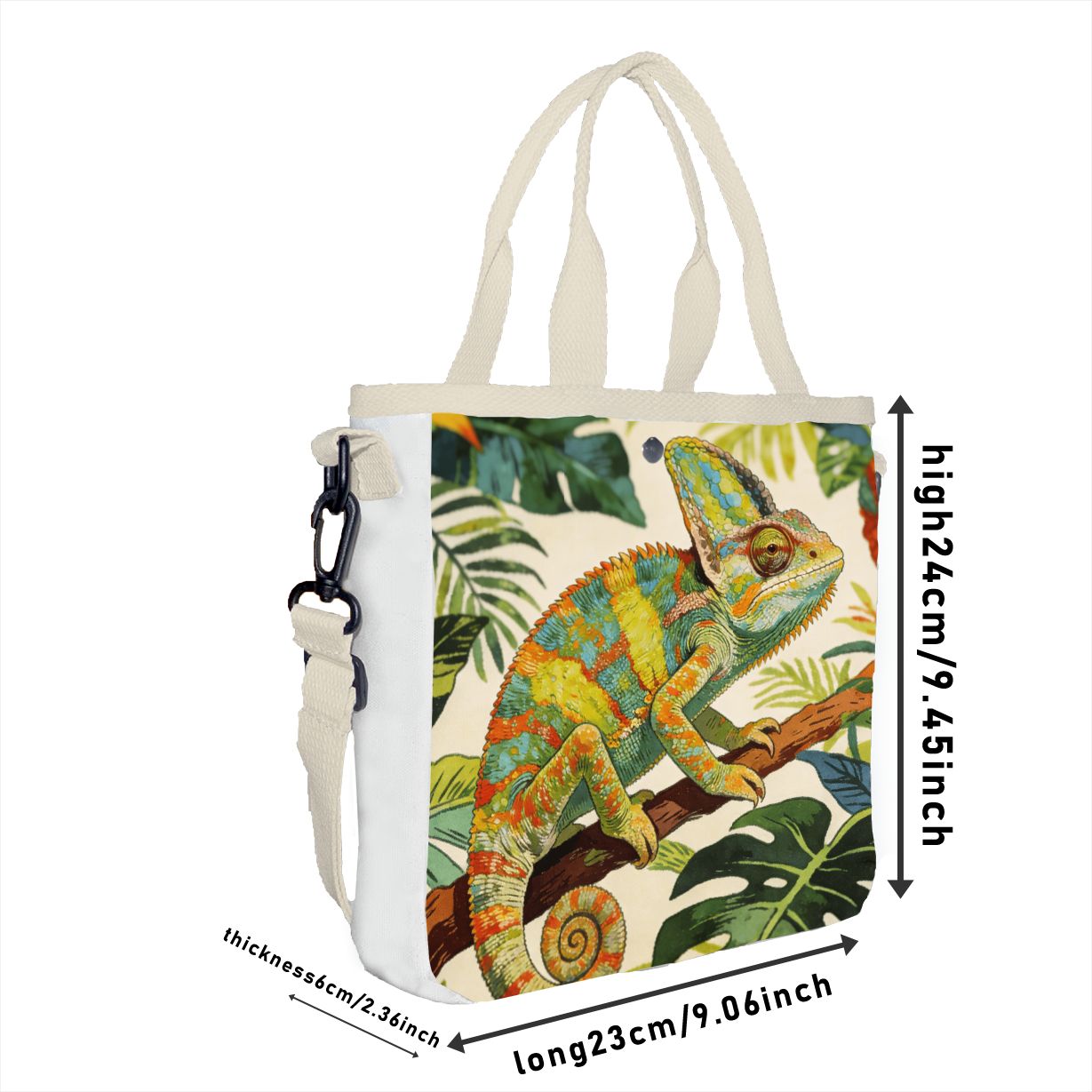 빈티지 식물학적 카멜레온 토트백, 조절 가능한 스트랩이 - Tropic Strap Vintage 리뷰 및 가격